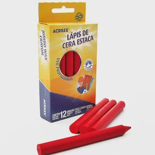 Lápis de cera estaca vermelho 12und Acrilex