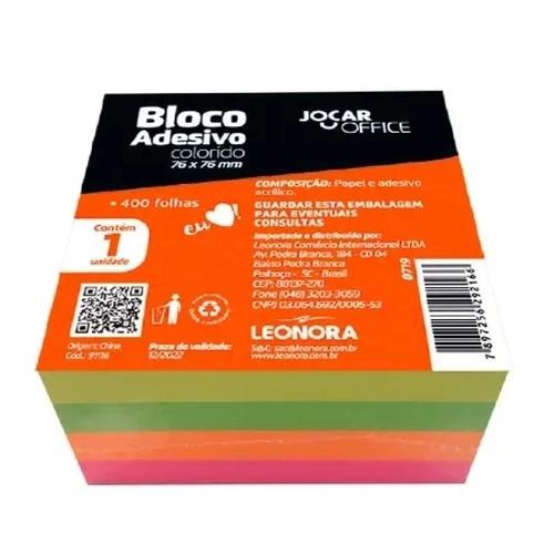 Notas adesiva 76x76 400f.neon cores Leonora
