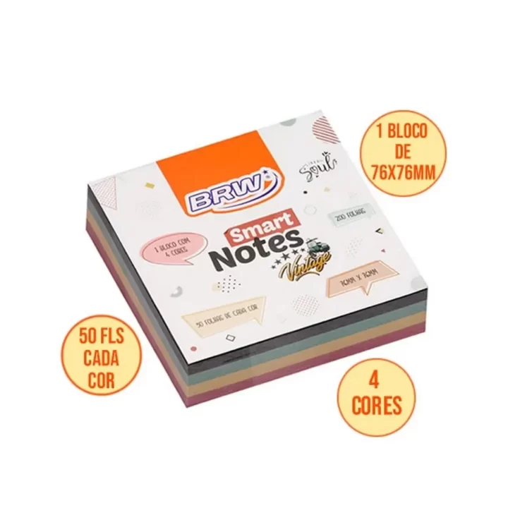 Notas adesiva 76x76 4x50f.vintage cores BRW