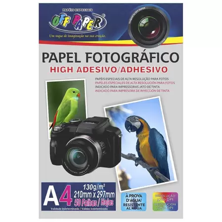 Papel foto A4 adesivo 130gm2 50f.Offpaper