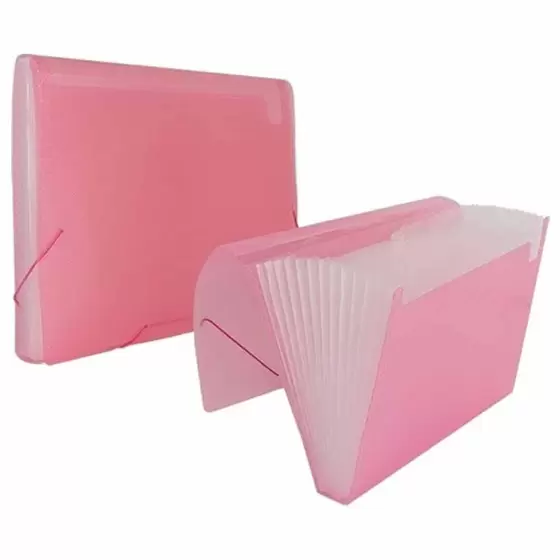 Pasta sanfonada A4 12Div.rosa Polibras