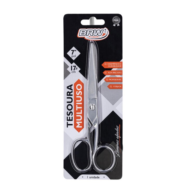 Tesoura 17,8cm aço inoxidavel multiuso BRW
