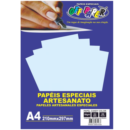 Papel A4 color azul céu 180gm2 20f. Offpaper